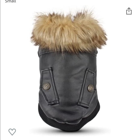 Leather Dog Jacket with fake fur collar
